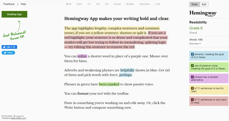 Hemingway App